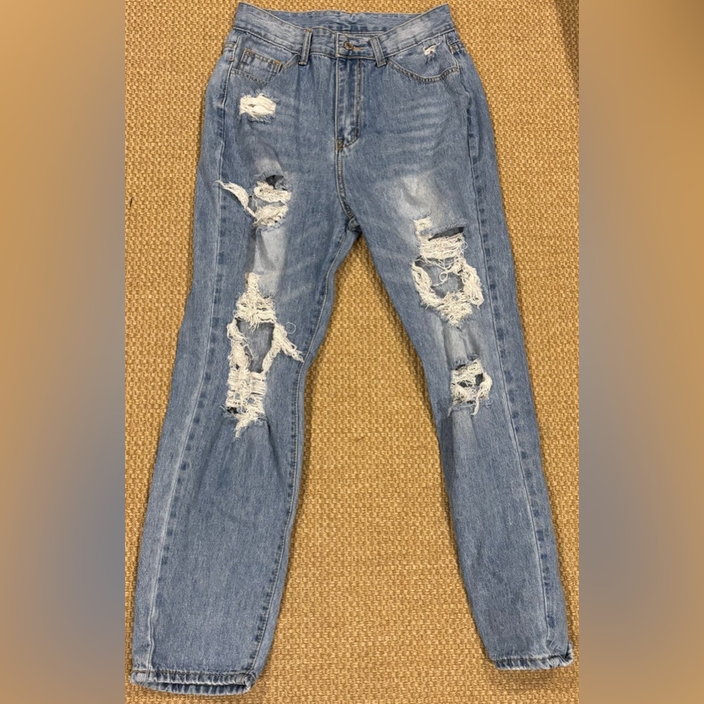 SHEIN Blue Distressed Women Jeans